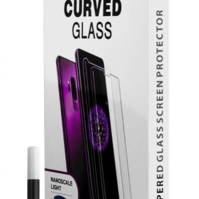 Skaidrus apsauginis stikliukas Samsung Galaxy S906 S22 Plus 5G Nano Optics 5D UV Glue baltame pakelyje su priedais