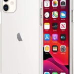 Skaidrus dėklas Apple iPhone 11 Mercury Clear, matomas priekinis ir galinis telefono vaizdas su apsauginiu apvalkalu.