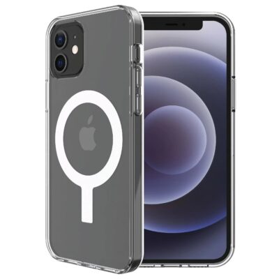 Skaidrus dėklas Apple iPhone 12 12 Pro MagSafe Clear 1,5mm matomas su aiškiu apsauginiu paviršiumi ir MagSafe simboliu