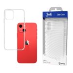 Skaidrus dėklas Apple iPhone 13 3MK 1,2mm ant raudono telefono šono ir dėžutėje