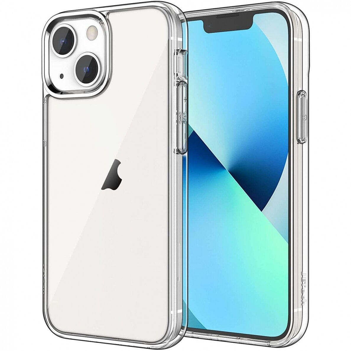 Skaidrus dėklas Apple iPhone 13 mini Mercury Clear Skaidrus dėklas Apple iPhone 13 mini, matomas priekis su ekranu ir nugarėlė su kamera