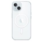 Skaidrus dėklas Apple iPhone 15 Plus MagSafe Clear 1,5mm su matomu Apple logotipu ir dviguba kamera