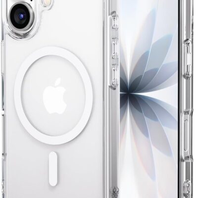 Skaidrus dėklas Apple Iphone 17 Perfectionists Clear Mag priekinis ir galinis vaizdas su magnetine apdaila