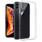 Skaidrus dėklas Apple iPhone XS Max X-level Antislip prie juodo telefono