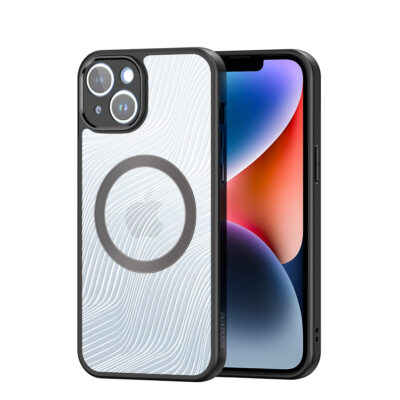 skaidrus deklas dux ducis aimo mag telefonui apple iphone 14 plus su juodu ratu ir tekstura
