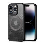 Skaidrus dėklas Dux Ducis Aimo Mag telefonui Apple iPhone 15 Pro su juodomis detalėmis ir grioveliais