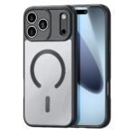Skaidrus dėklas Dux Ducis Aimo Mag telefonui Apple iPhone 17 Pro Max su juodos spalvos rėmeliu ir tekstūruota nugara