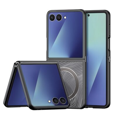 Skaidrus dėklas Dux Ducis Aimo Mag telefonui Samsung F751 Z Flip 7 su magnetiniu žiedu juodo rėmo