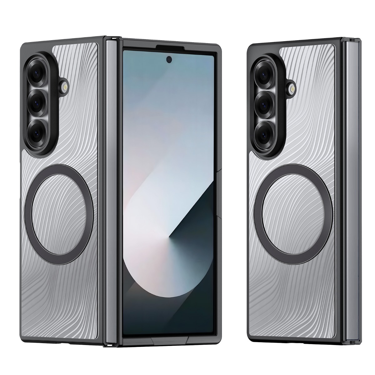 Skaidrus deklas Dux Ducis Aimo Mag Samsung F966 Z Fold 7 Skirtas Samsung F966 Z Fold 7 skaidrus deklas Dux Ducis Aimo Mag su pilka tekstura ir magnetu
