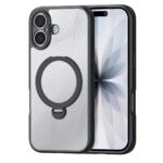 Skaidrus deklas Dux Ducis Aimo Magnetic Stand telefonui Apple iPhone 17 su magnetiniu stoveliu ir juodais kraštais