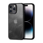 Skaidrus dėklas Dux Ducis Aimo telefonui Apple iPhone 15 Pro Max su juodu rėmeliu ir bangelėmis