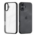 Skaidrus dėklas Dux Ducis Aimo telefonui Apple iPhone 16 Plus su juodos spalvos šonais ir bangelėmis per skaidrų paviršių