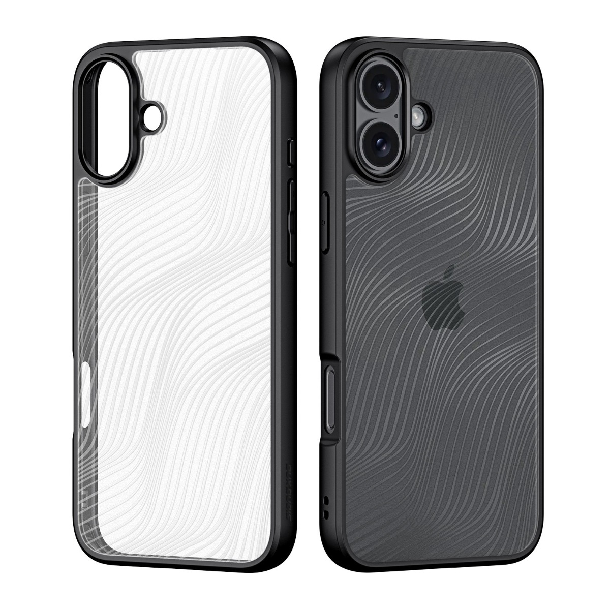 Skaidrus dėklas Dux Ducis Aimo iPhone 16 Skaidrus dėklas Dux Ducis Aimo Apple iPhone 16 su juoda apsauga ir bangelių raštu