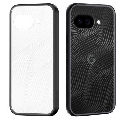 Skaidrus dėklas Dux Ducis Aimo telefonui Google Pixel 9a su banguotu raštu ir juodomis linijomis