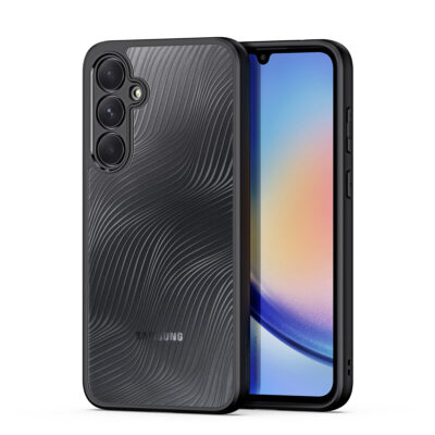 Skaidrus dėklas Dux Ducis Aimo telefonui Samsung Galaxy A356 A35 5G su tekstūruota juoda nugarėle