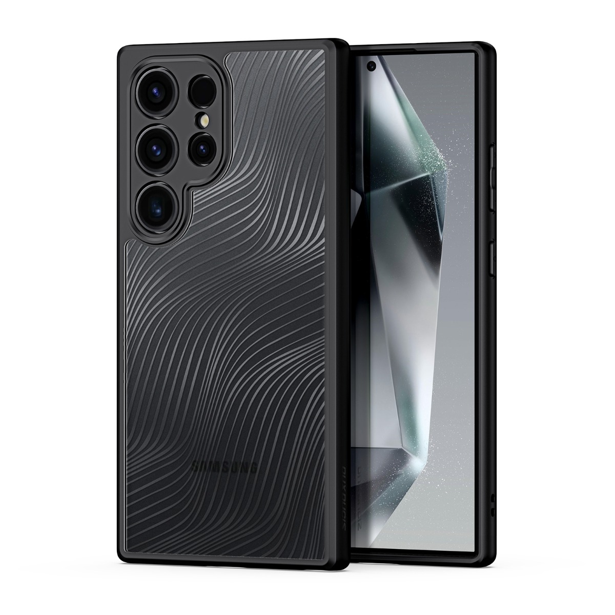 Skaidrus dėklas Dux Ducis Aimo Samsung Galaxy S928 S24 Ultra Skaidrus dėklas Dux Ducis Aimo telefonui Samsung Galaxy S928 S24 Ultra su juodomis linijomis ir matiniu kraštu