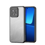 Skaidrus dėklas Dux Ducis Aimo telefonui Xiaomi 13 su raštuota sidabrine nugara ir juodais kraštais