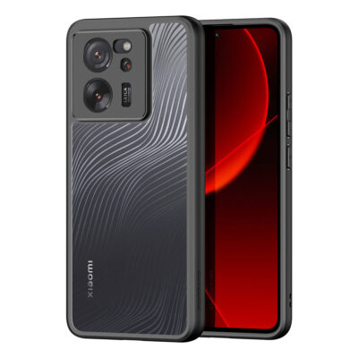 Skaidrus dėklas Dux Ducis Aimo telefonui Xiaomi 13T su juodos spalvos rėmeliu ir raštuota nugarėle