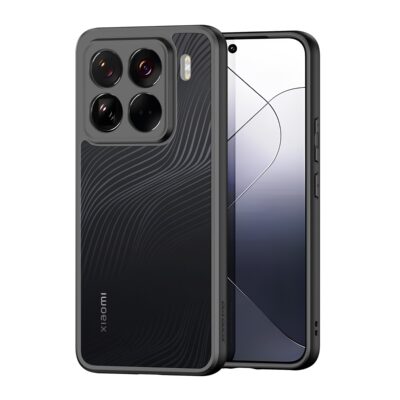 Skaidrus deklas Dux Ducis Aimo telefonui Xiaomi 15 Pro su juodos spalvos rėmeliu ir linijomis