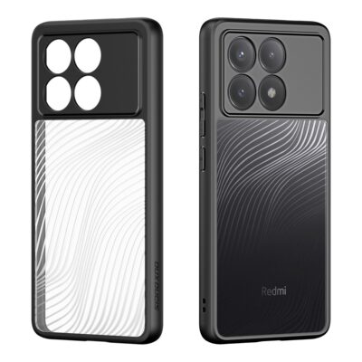 skaidrus dekla dux ducis aimo telefonui xiaomi poco x6 pro 5g su juodais apvadais ir pozymekliu