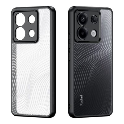 Skaidrus dėklas Dux Ducis Aimo telefonui Xiaomi Redmi Note 13 Pro 5G su juodu rėmeliu ir raštu