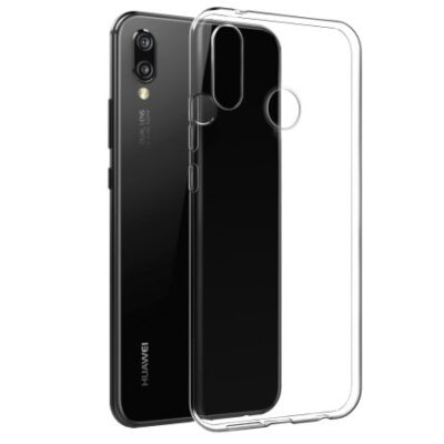 Skaidrus dėklas Huawei P20 Lite X-level Antislip matomas kartu su juodu Huawei telefonu
