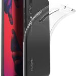 Skaidrus dėklas Huawei P20 Pro P20 Plus X-level Antislip prie juodo Huawei telefono.