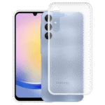 Skaidrus deklas Samsung Galaxy A256 A25 5G X-level Antislip matomas su telefonu is priekio ir galo