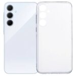Skaidrus dėklas Samsung Galaxy A356 A35 5G X-level Antislip ant balto telefono su trimis kameromis