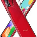 Skaidrus deklas Samsung Galaxy A41 A415 priekinis ir galinis vaizdas su telefonu