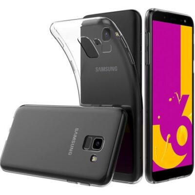 Skaidrus dėklas Samsung Galaxy J600 J6 2018 X-level Antislip ant juodo telefono