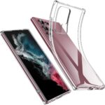 Skaidrus dėklas Samsung Galaxy S22 Ultra su matomu telefono dizainu ir apsaugos detalėmis