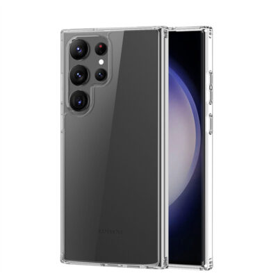 Skaidrus dėklas Samsung Galaxy S918 S23 Ultra 5G Dux Ducis Clin ant tamsios spalvos telefono