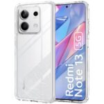 Skaidrus dėklas Xiaomi Redmi Note 13 5G X-level Antislip aplink telefoną su aiškiai matomu galiniu fotoaparatu ir ekranu