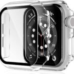 Skaidrus LCD apsauginis stikliukas 360 degree cover Apple Watch 44mm, matomas permatomas apsauginis dėklas, skirtas laikrodžiui