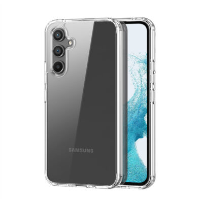 Skaidrus silikoninis dėklas Samsung Galaxy A546 A54 5G High Clear 1.0mm ant juodo telefono