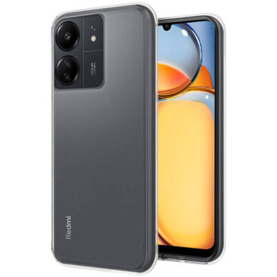 Skaidrus silikoninis dėklas Xiaomi Redmi 13C telefonui su matomarai apsauga