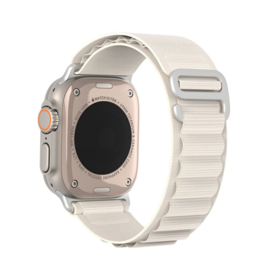 Starlight apyrankė Dux Ducis GS Series Apple Watch 49mm su šviesios spalvos tekstiliniu dirželiu