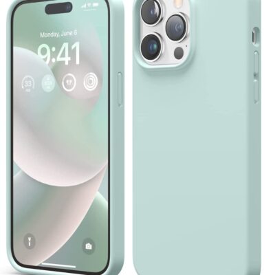 Šviesiai žalias dėklas Apple Iphone 14 Pro su apvaliais kampais ir fotoaparato išpjova