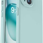 Skaidrus šviesiai žalias dėklas Apple iPhone 15 telefonui su apsauga aplink kraštus