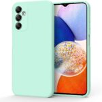 Šviesiai žalias dėklas Samsung Galaxy A145 A14 4G su matine tekstūra ir kamera atverstu kampu