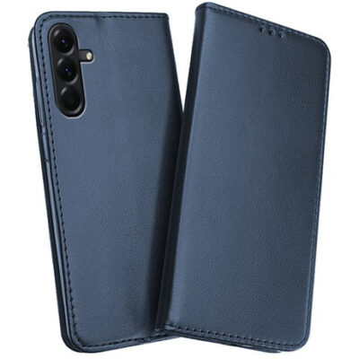 Tamsiai mėlynas atverčiamas dėklas Samsung A566 A56 5G Smart Magnetic su matine oda ir tvirtu siuvimu