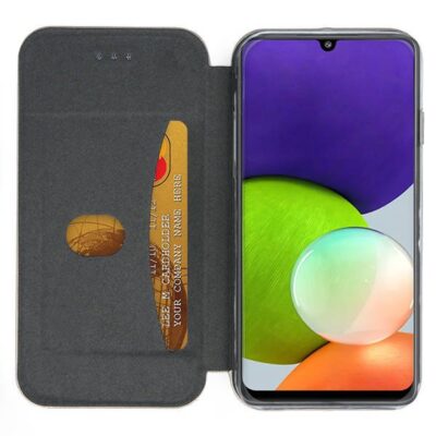 Tamsiai melynas atverciamas deklaas Samsung Galaxy A226 A22 5G Book Elegance su korteles lizdu