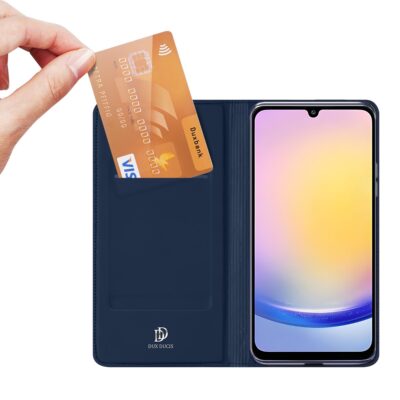 Tamsiai mėlynas atverčiamas dėklas Samsung Galaxy A256 A25 5G Dux Ducis Skin Pro su kortelių skyriumi