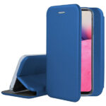 Tamsiai mėlynas atverčiamas dėklas Samsung Galaxy A536 A53 5G Book Elegance rodomas atidarytas ir uždarytas