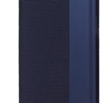 Tamsiai mėlynas atverčiamas dėklas Samsung Galaxy G996 S21 Plus Smart Senso su tekstūruotu ir lygios medžiagos deriniu