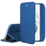Tamsiai mėlynas atverčiamas dėklas Samsung Galaxy S21 Book Elegance su išmaniuoju telefonu viduje
