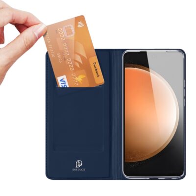 Tamsiai melynas atverciamas deklas Samsung S731 S25 FE Dux Ducis Skin Pro su kreditine kortele