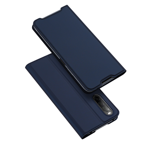 Tamsiai mėlynas atverčiamas dėklas Sony Xperia 10 IV Dux Ducis Skin Pro tamsiai melynas atverciamas deklas sony xperia 10 iv dux ducis skin pro nuotraukoje matomas atverciamas deklas is tamsiai melynos medziagos