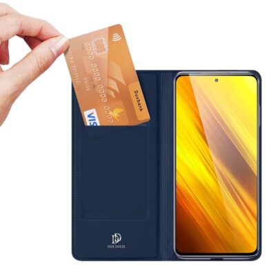 Tamsiai mėlynas atverčiamas dėklas Xiaomi Poco X3 NFC su kortelės laikikliu